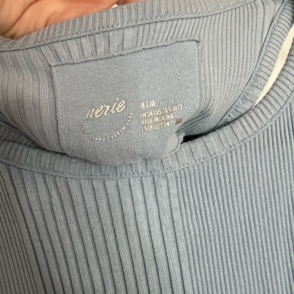 Aerie Baby Blue High Neck Ruched Bodysuit - Picture 3 of 13